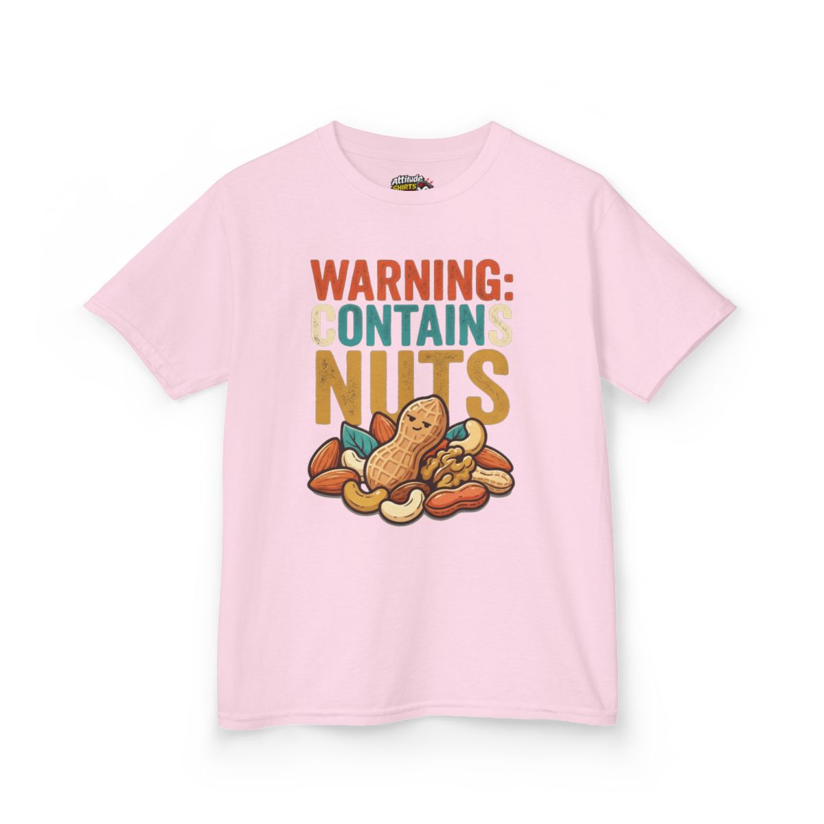 Color: Light Pink | Warning Contains Nuts Kids Tee
