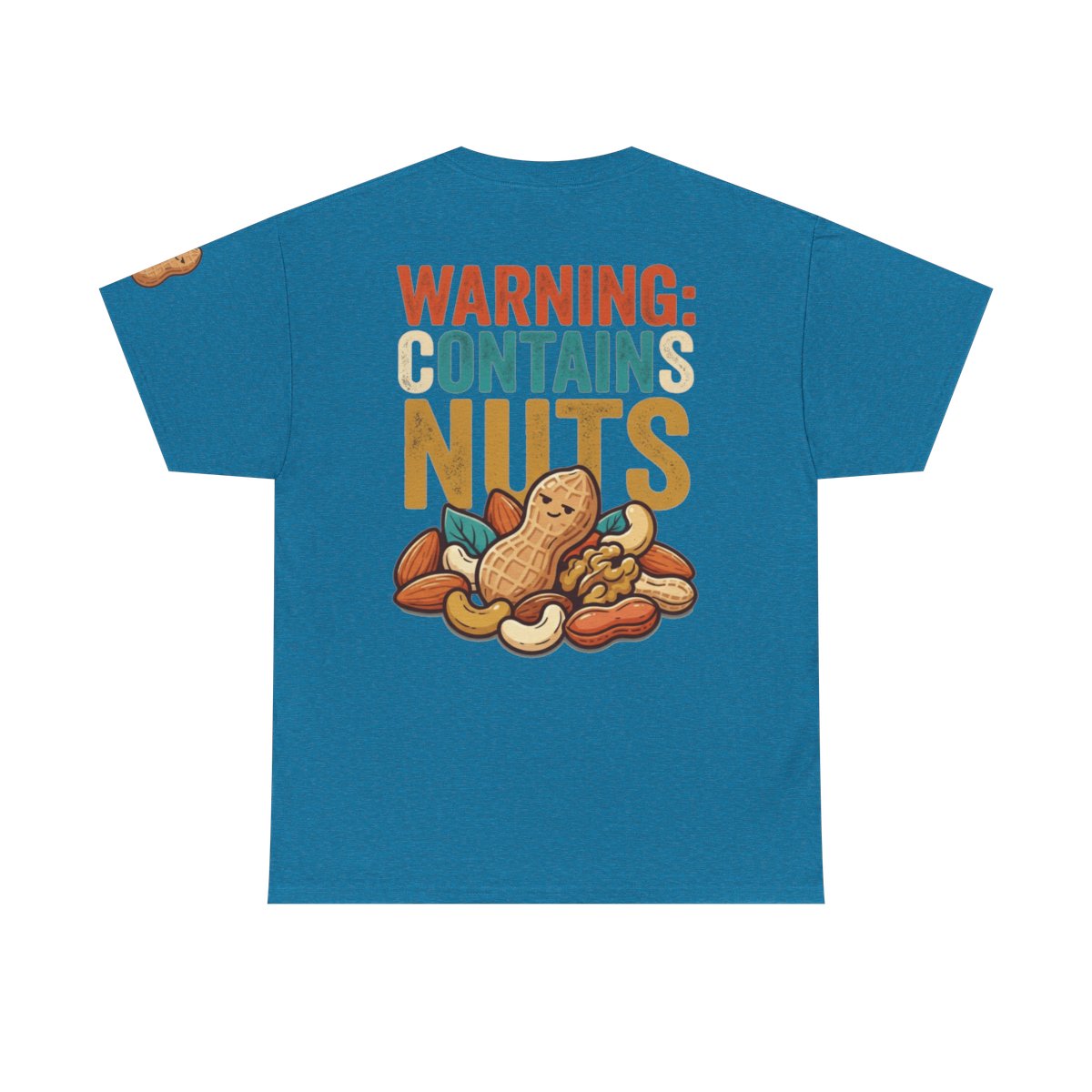 Color: Antique Sapphire | Warning Contains Nuts Premium Graphic Tee