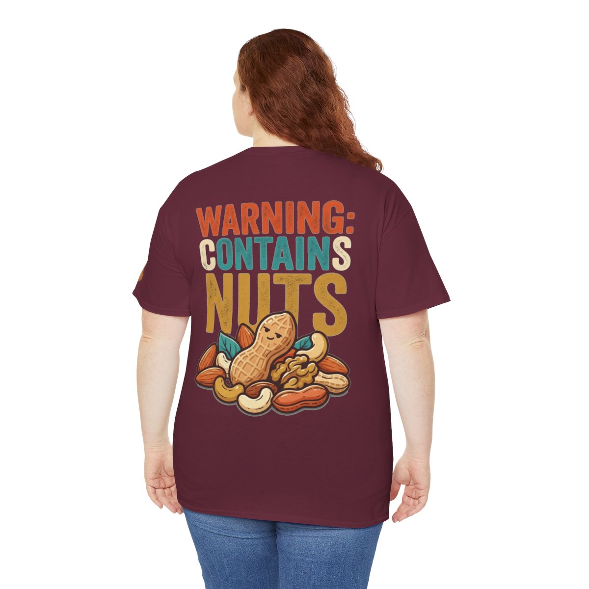 Color: Maroon | Warning Contains Nuts Premium Graphic Tee