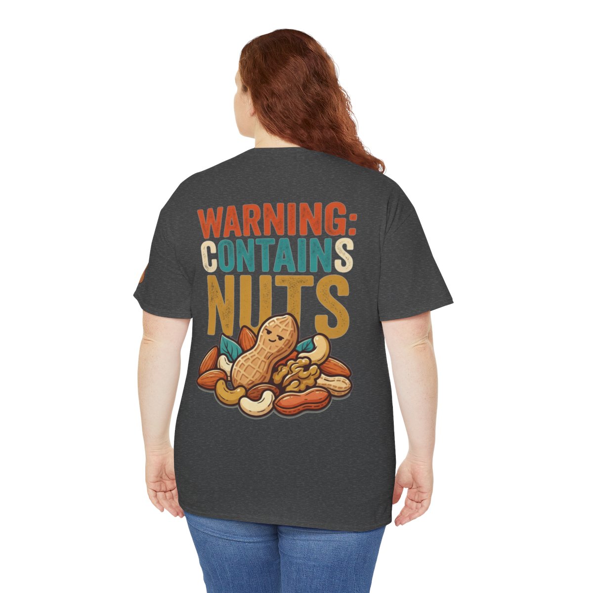 Color: Dark Heather | Warning Contains Nuts Premium Graphic Tee