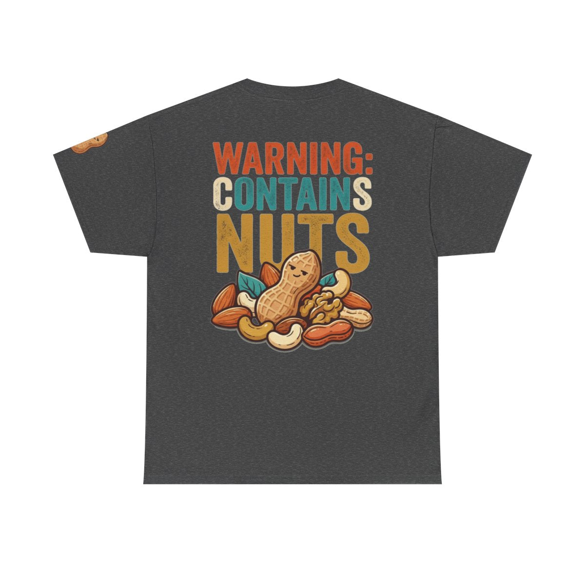 Color: Dark Heather | Warning Contains Nuts Premium Graphic Tee