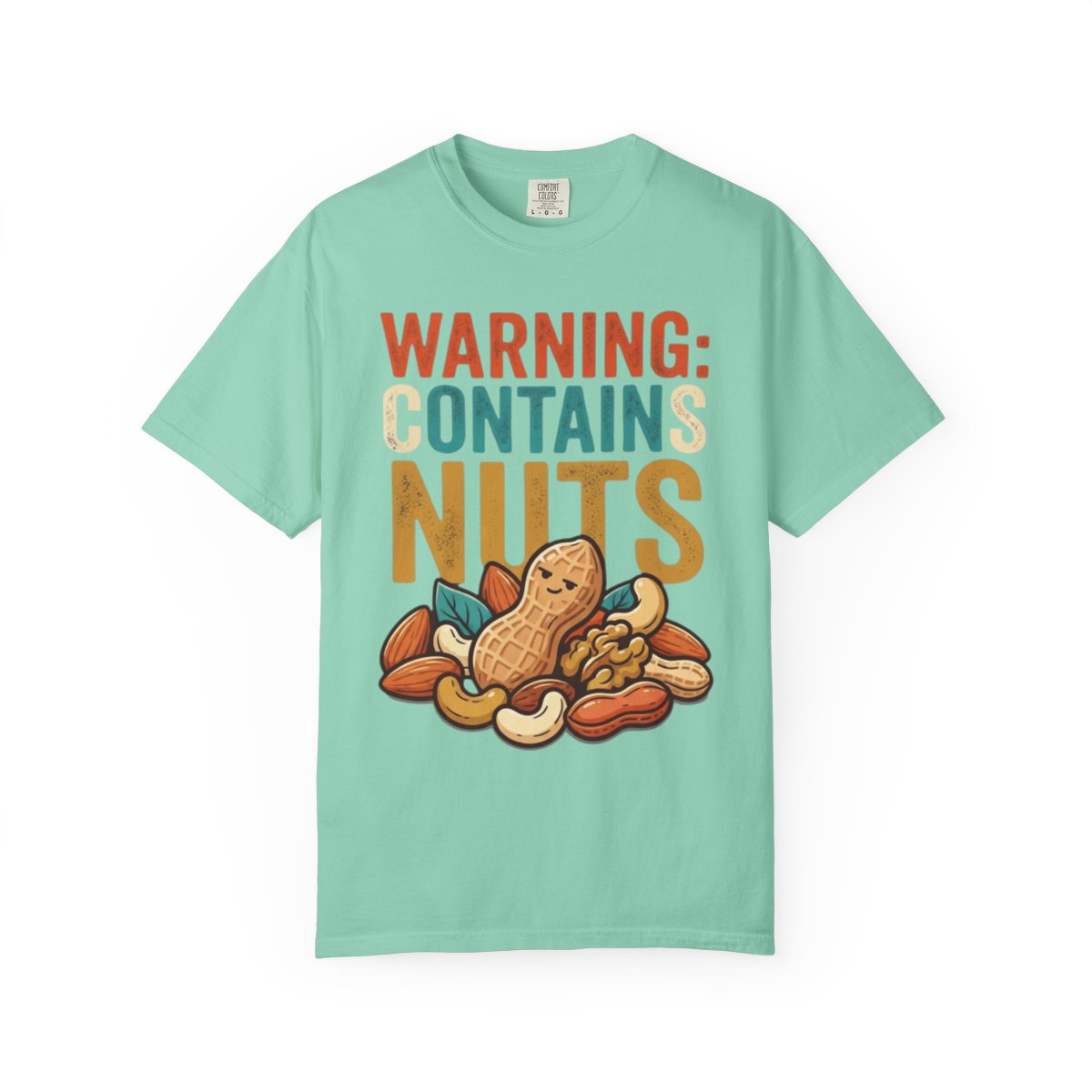 Color: Island Reef | Warning Contains Nuts Unisex Garment-Dyed Tee
