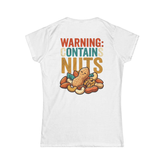 Color: White | Warning Contains Nuts Women's Tee