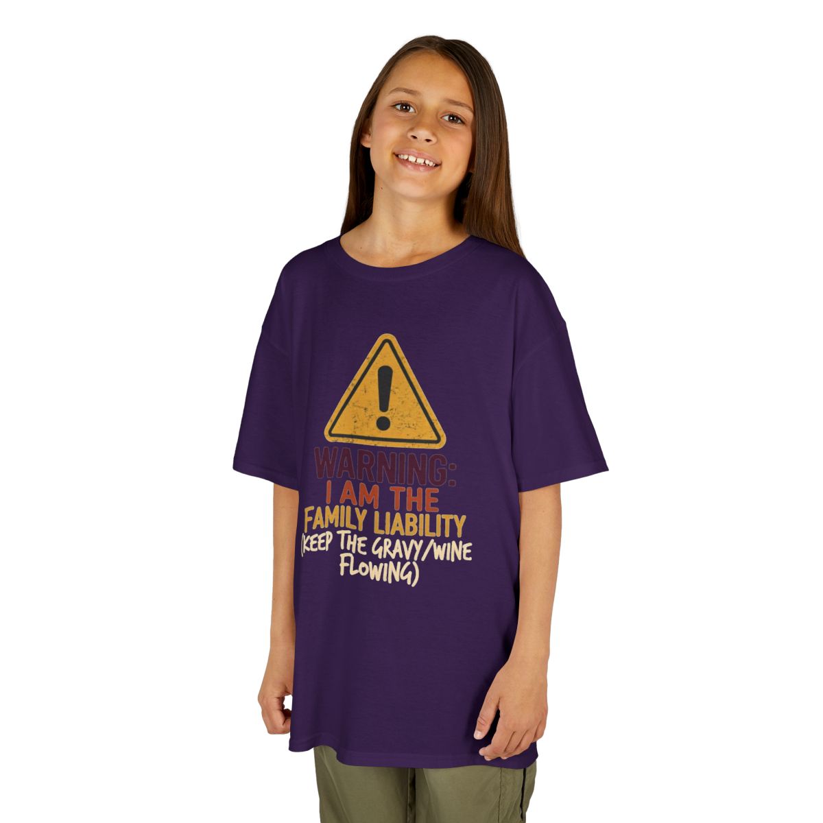 Color: Purple | Warning I am The Family Liability Kids Tee