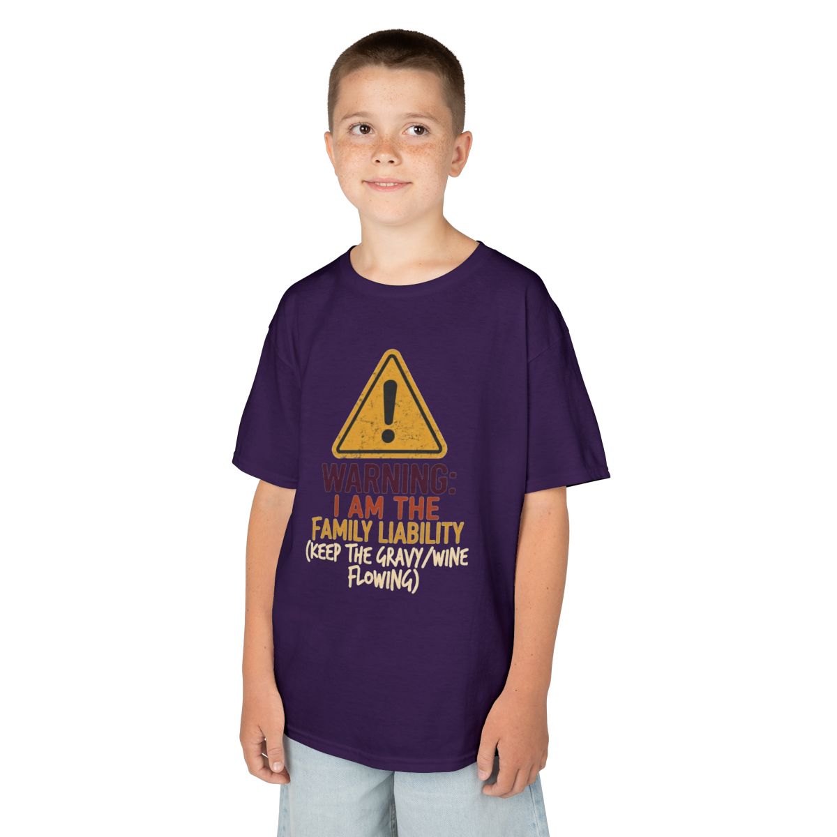 Color: Purple | Warning I am The Family Liability Kids Tee