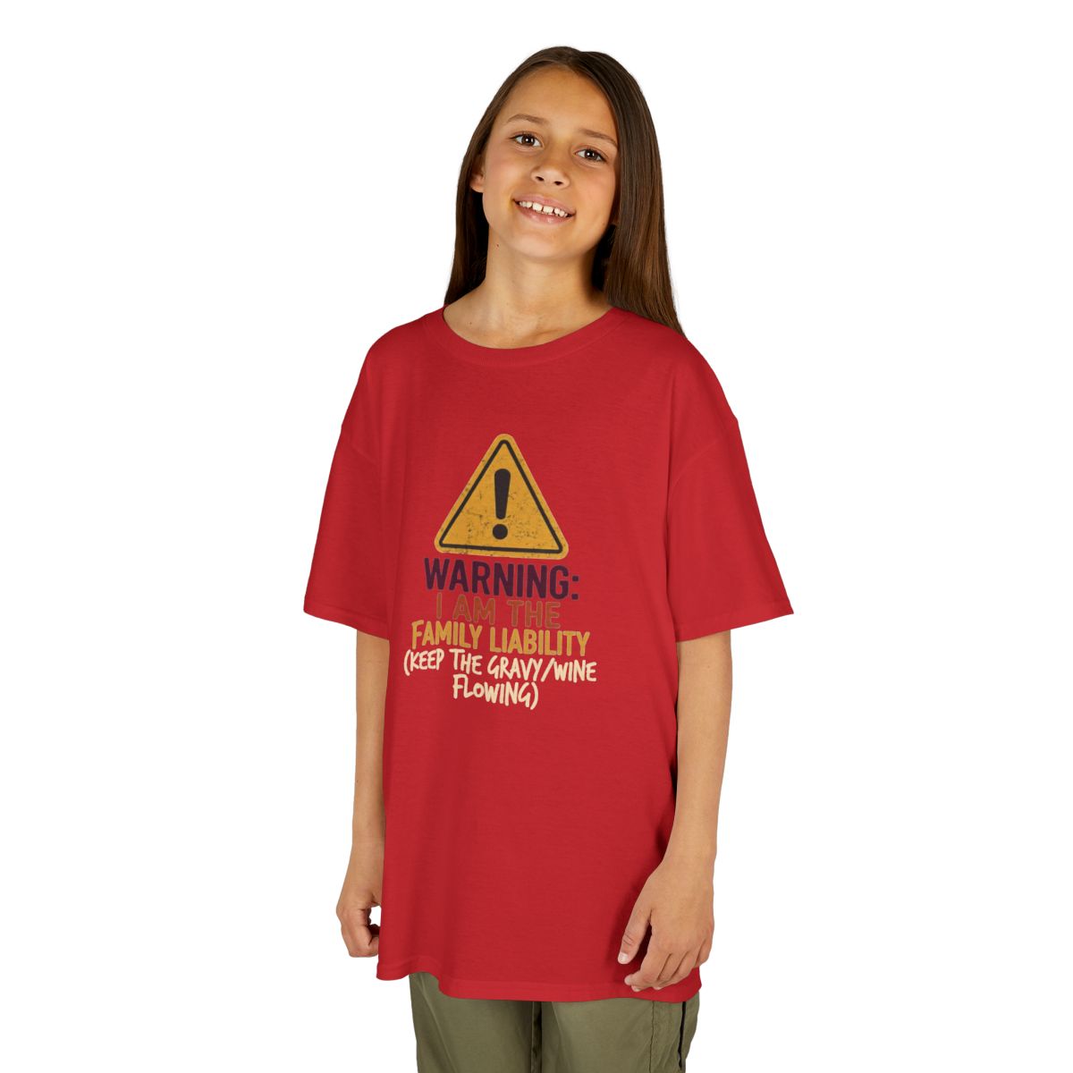 Color: Red | Warning I am The Family Liability Kids Tee