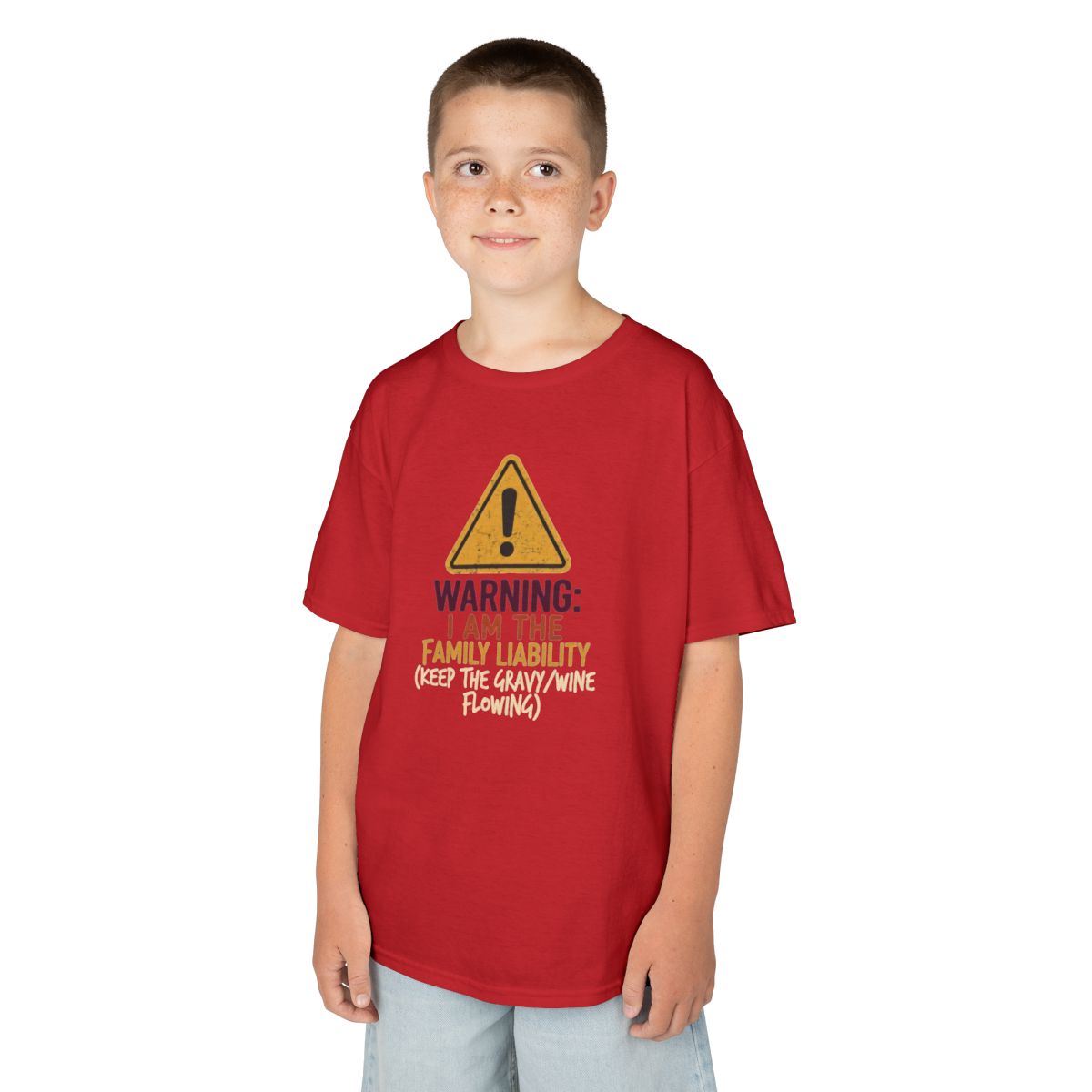 Color: Red | Warning I am The Family Liability Kids Tee