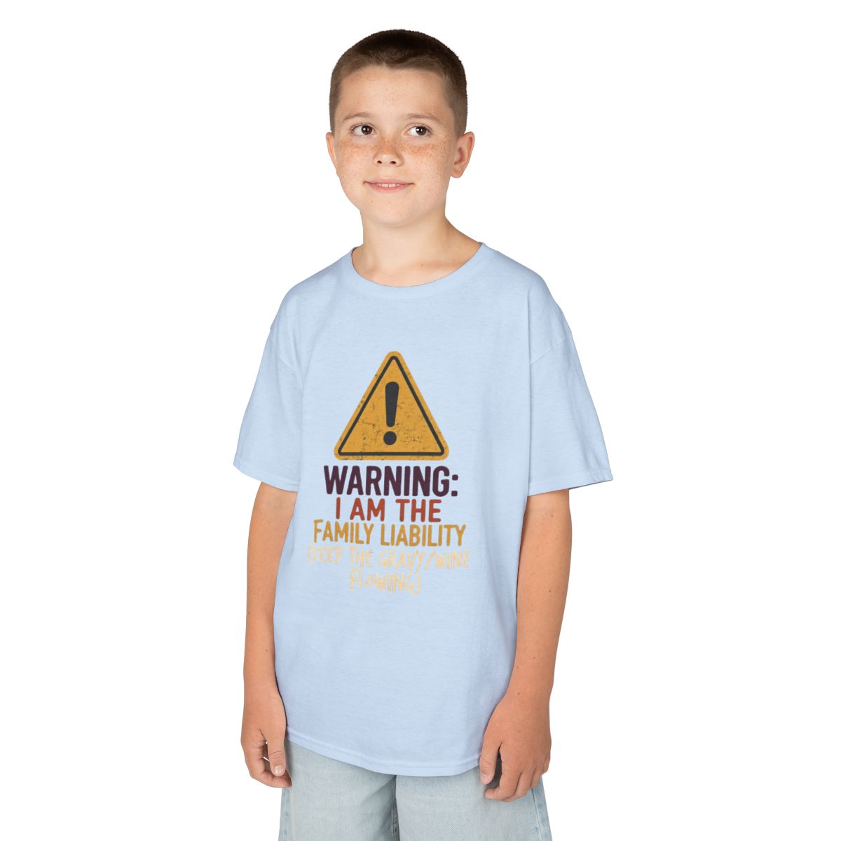 Color: Light Blue | Warning I am The Family Liability Kids Tee
