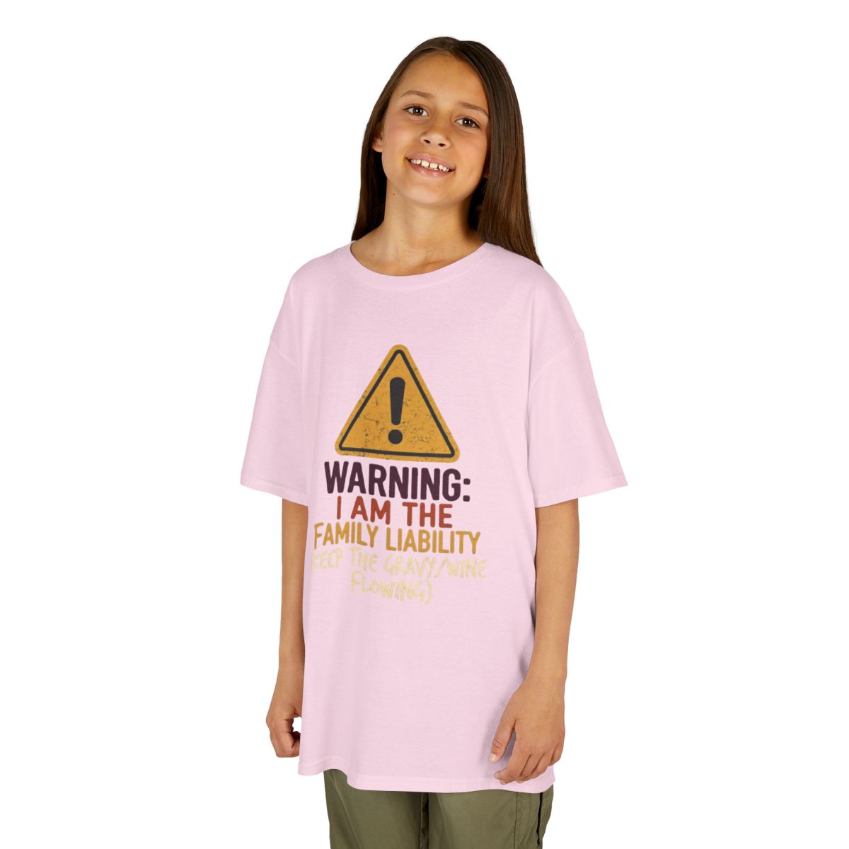 Color: Light Pink | Warning I am The Family Liability Kids Tee