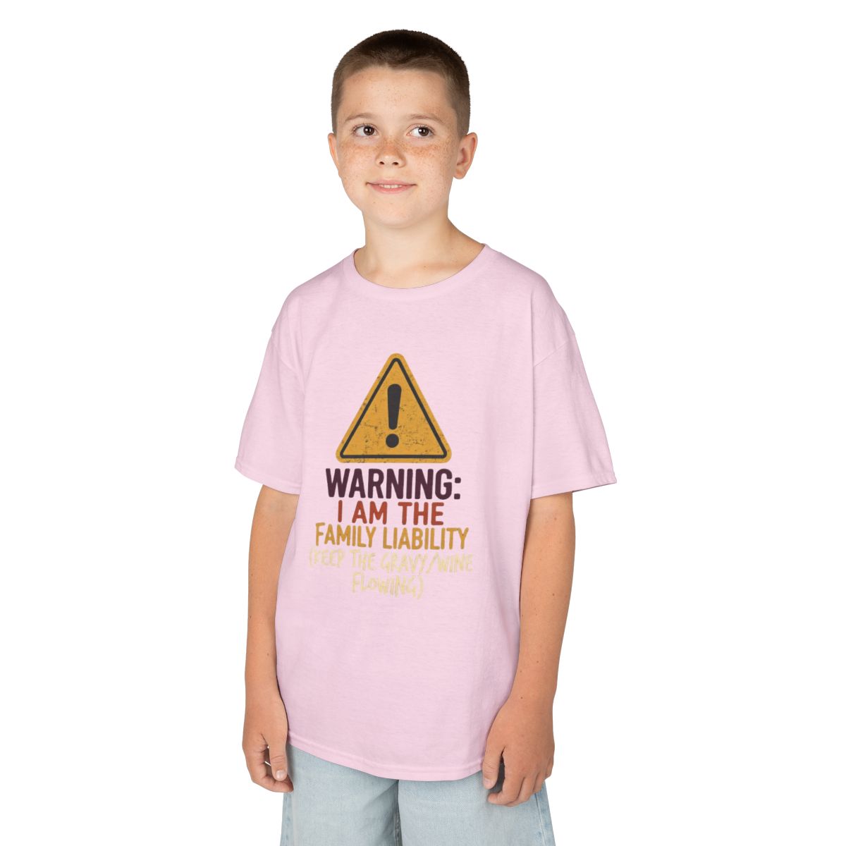 Color: Light Pink | Warning I am The Family Liability Kids Tee