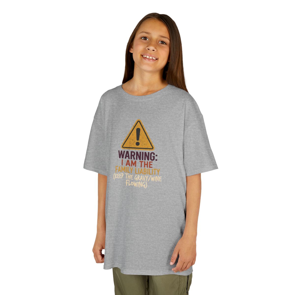 Color: Sport Grey | Warning I am The Family Liability Kids Tee