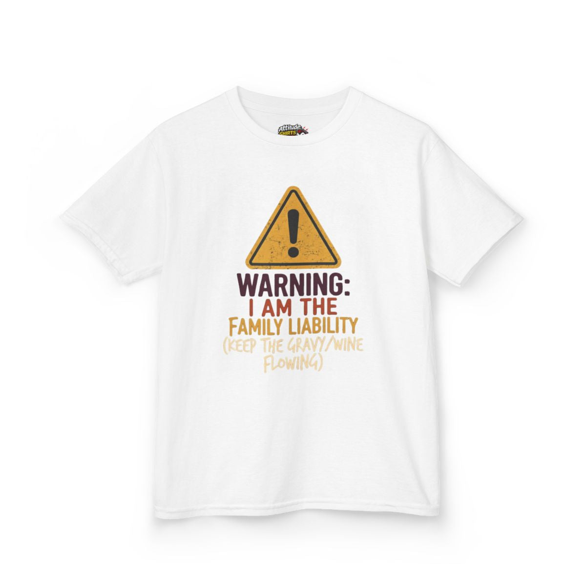 Color: White | Warning I am The Family Liability Kids Tee