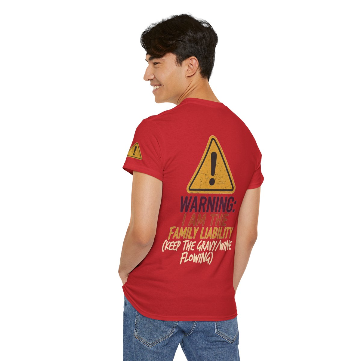 Color: Red | Warning I am The Family Liability Premium Graphic Tee