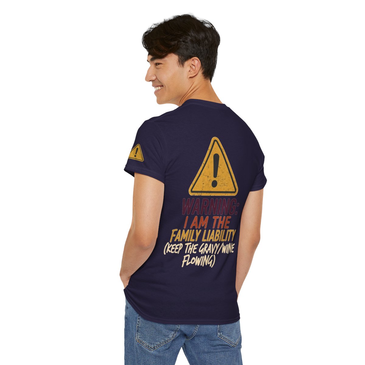 Color: Blackberry | Warning I am The Family Liability Premium Graphic Tee