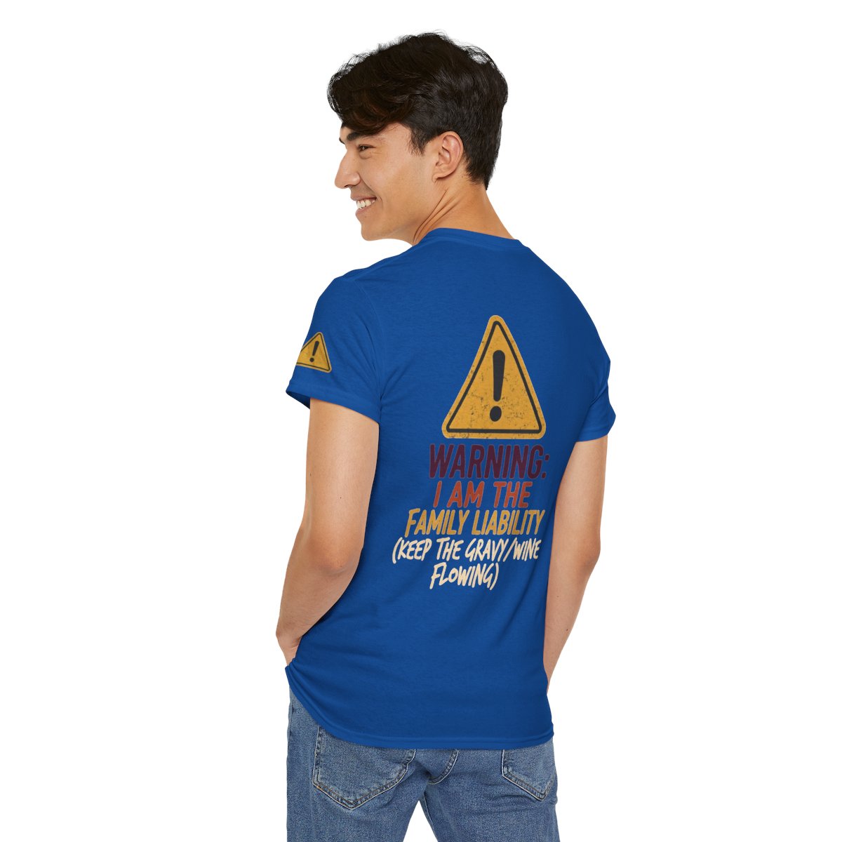 Color: Royal | Warning I am The Family Liability Premium Graphic Tee