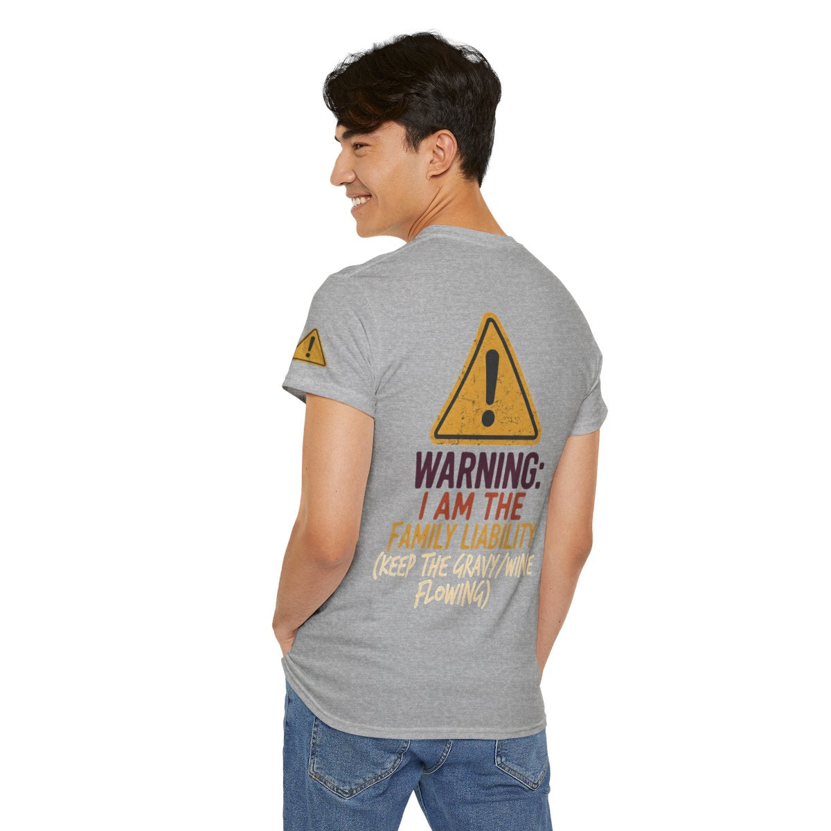 Color: Sport Grey | Warning I am The Family Liability Premium Graphic Tee