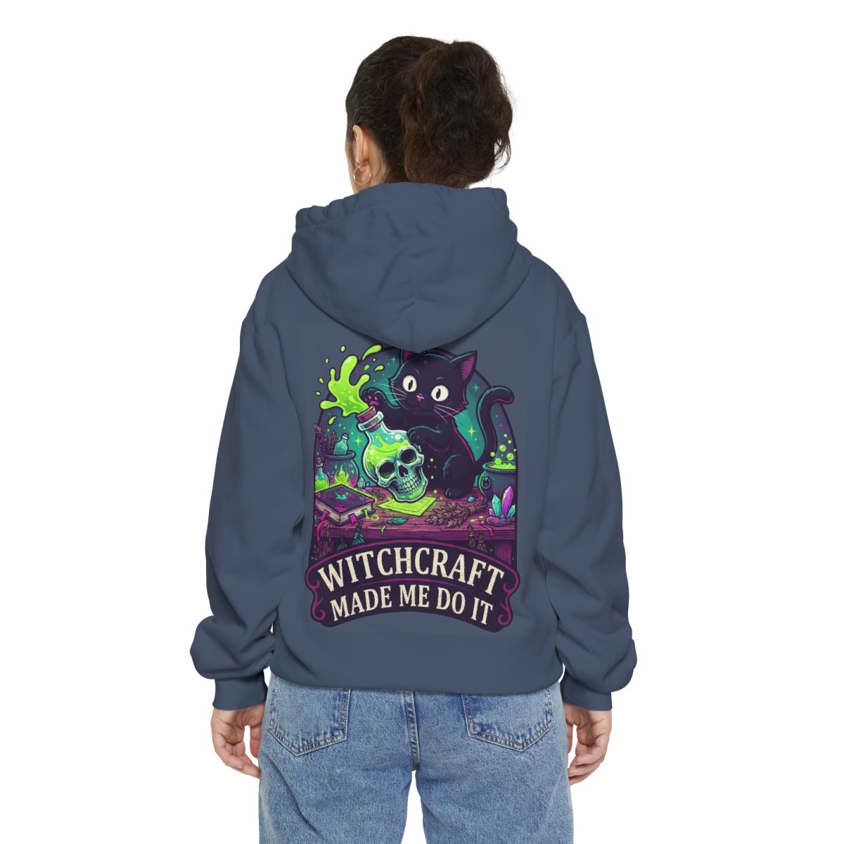 Color: Denim | Witchcraft Made Me Do It Garment-Dyed Hoodie