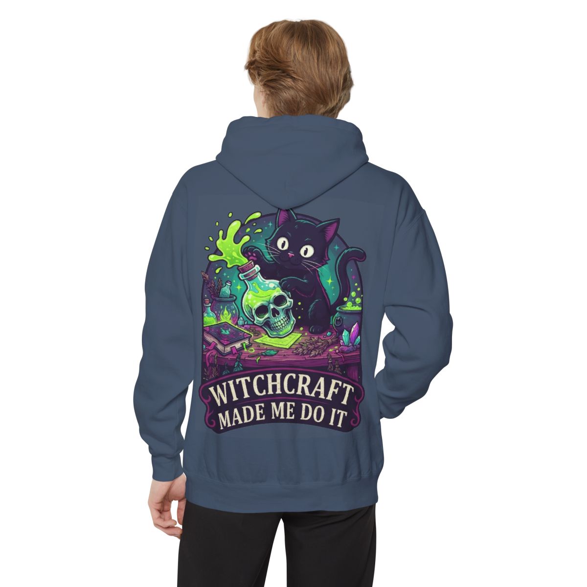 Color: Denim | Witchcraft Made Me Do It Garment-Dyed Hoodie
