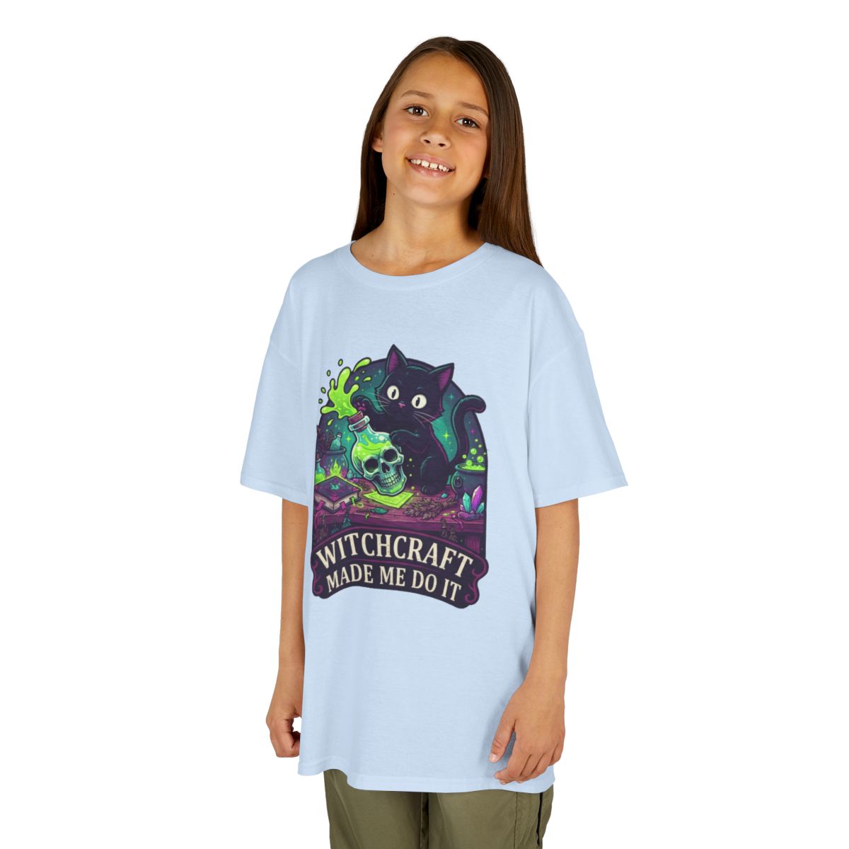 Color: Light Blue | Witchcraft Made Me Do It Kids Tee