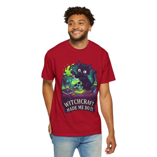 Color: Red | Witchcraft Made Me Do It Unisex Garment-Dyed Tee