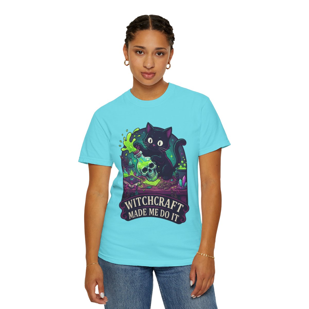 Color: Lagoon Blue | Witchcraft Made Me Do It Unisex Garment-Dyed Tee
