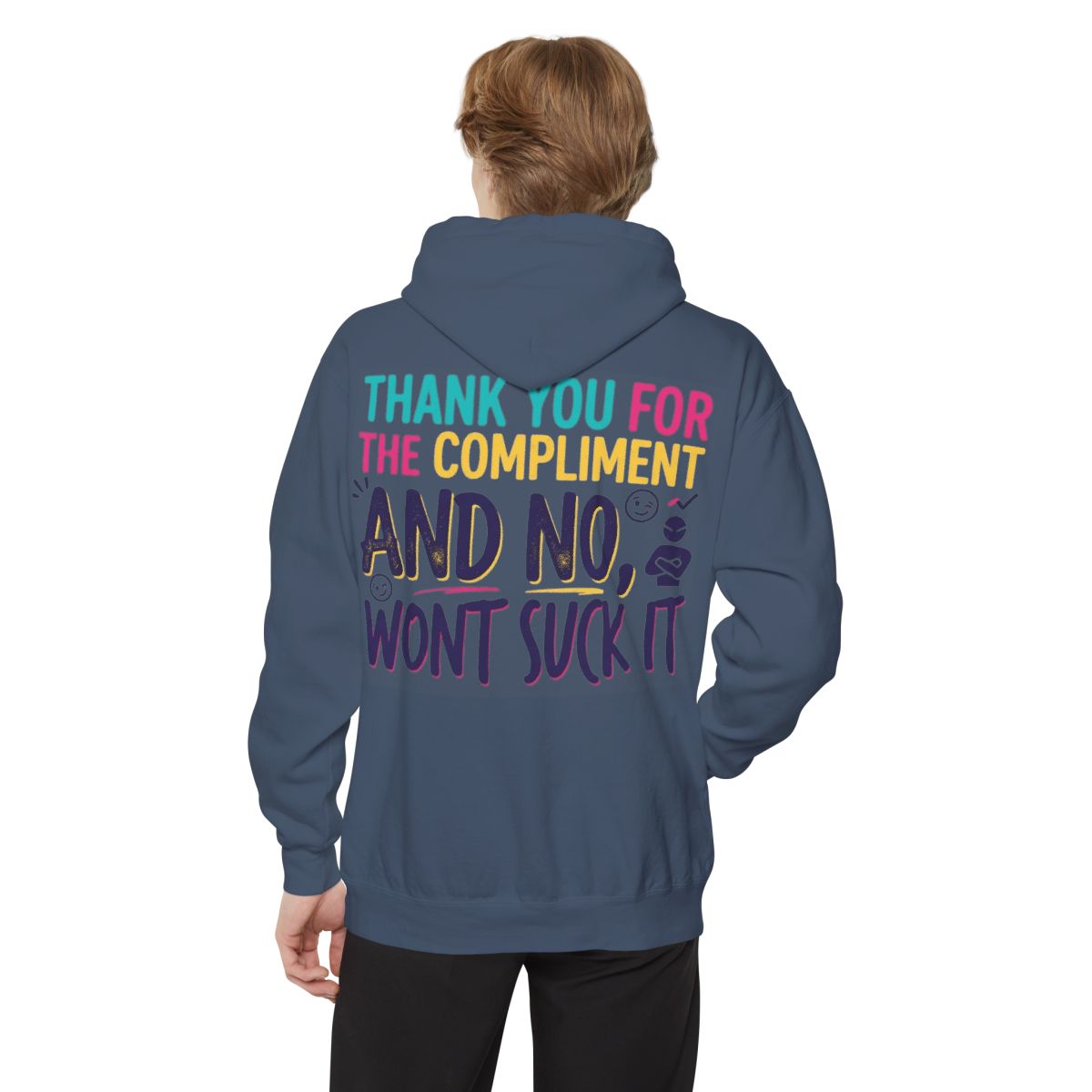 Color: Denim | Won't Suck It Garment-Dyed Hoodie