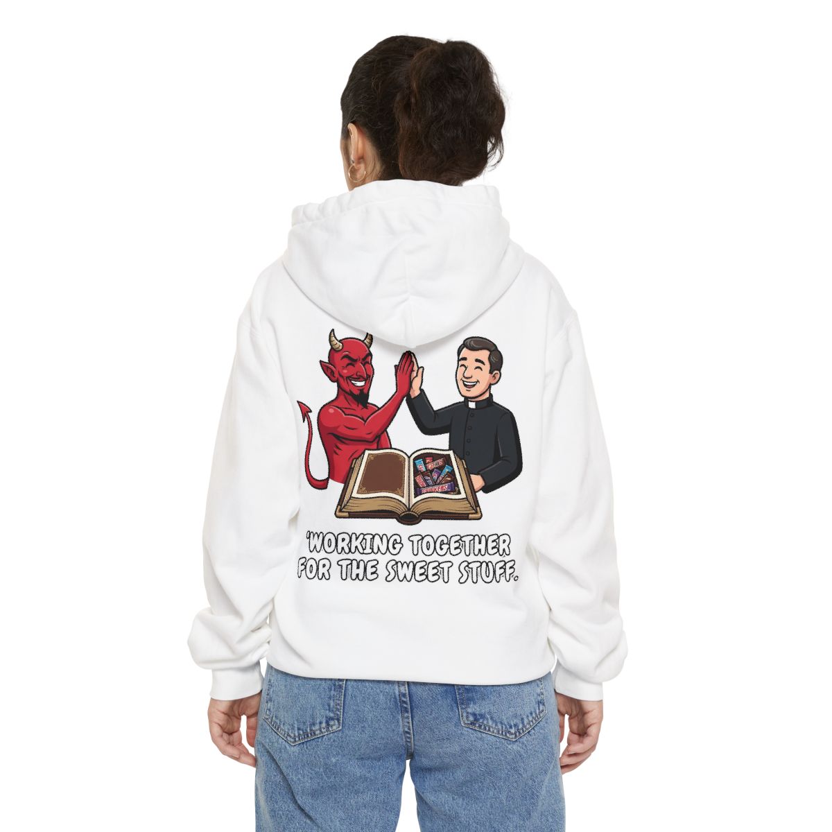 Color: White | Working For The Sweet Stuff Garment-Dyed Hoodie