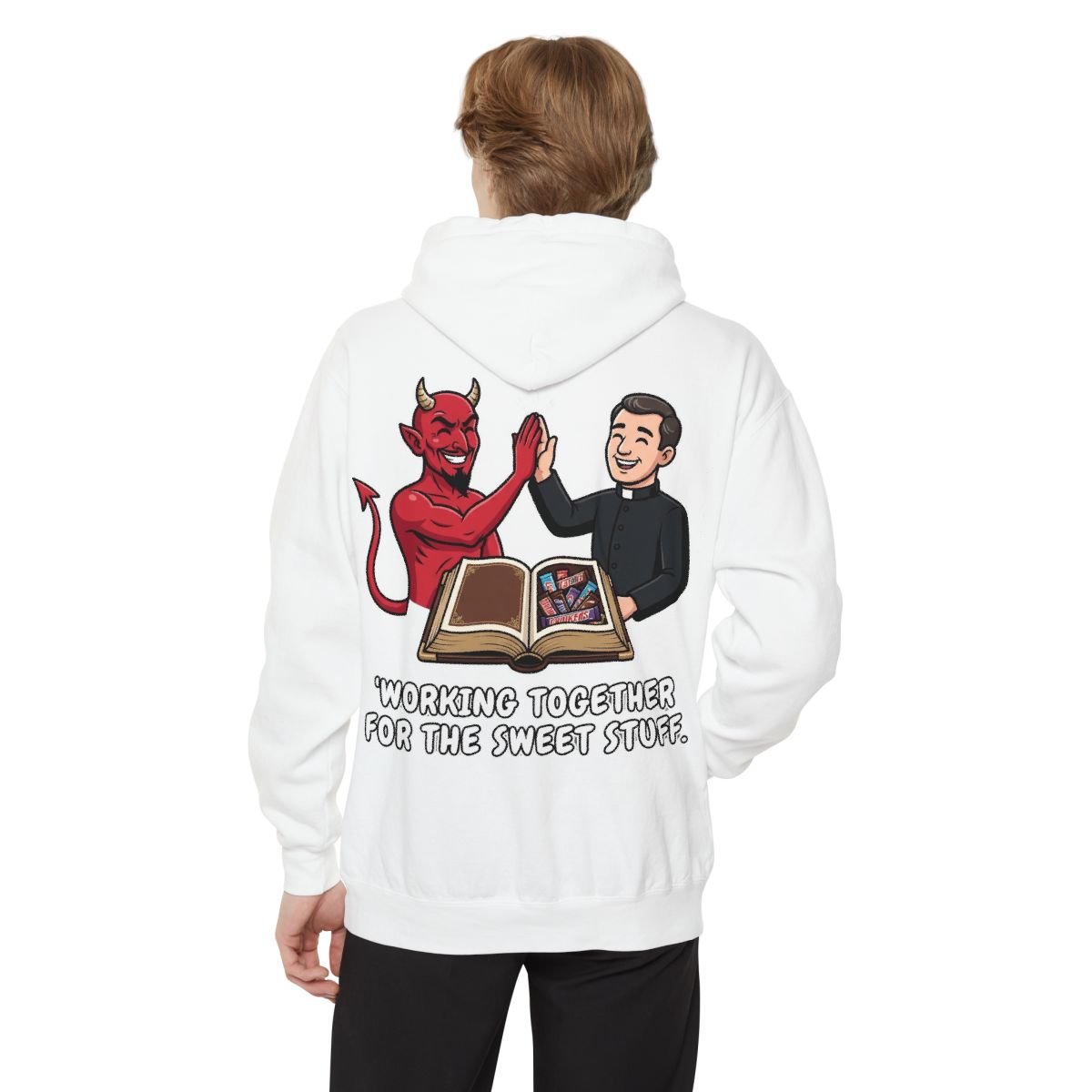 Color: White | Working For The Sweet Stuff Garment-Dyed Hoodie