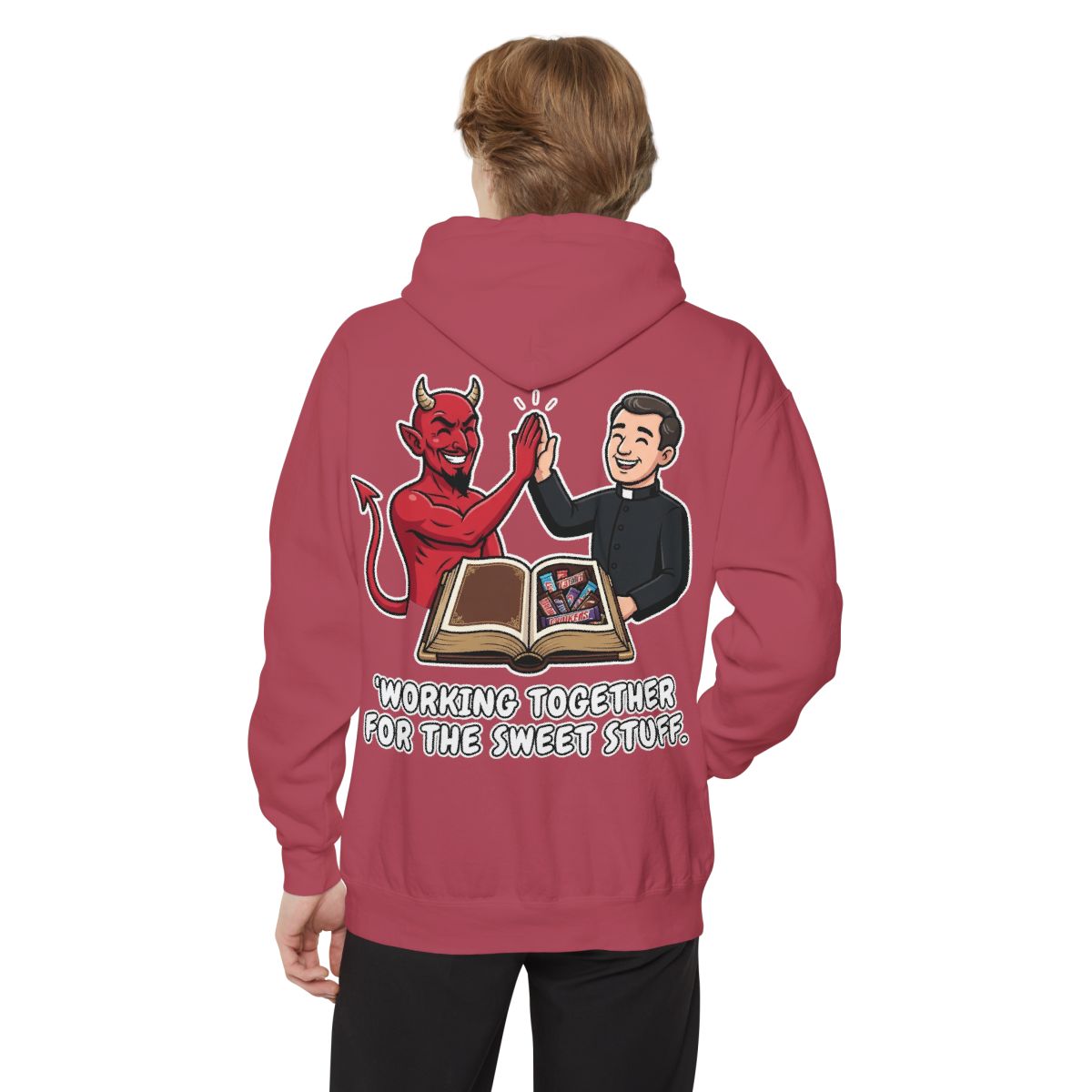 Color: Crimson | Working For The Sweet Stuff Garment-Dyed Hoodie