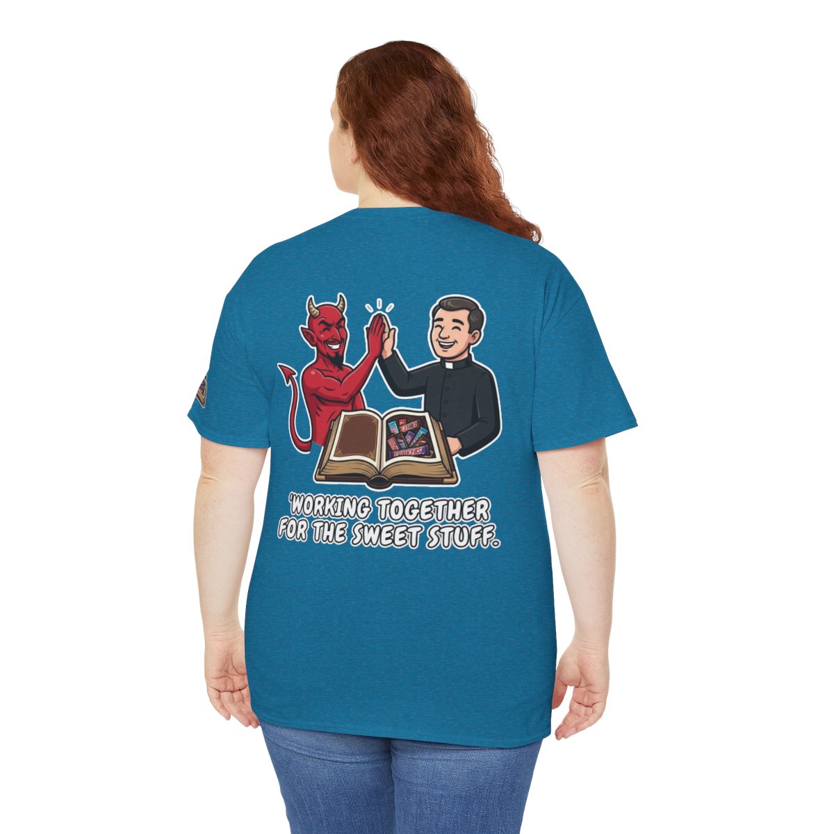 Color: Antique Sapphire | Working For The Sweet Stuff Premium Graphic Tee