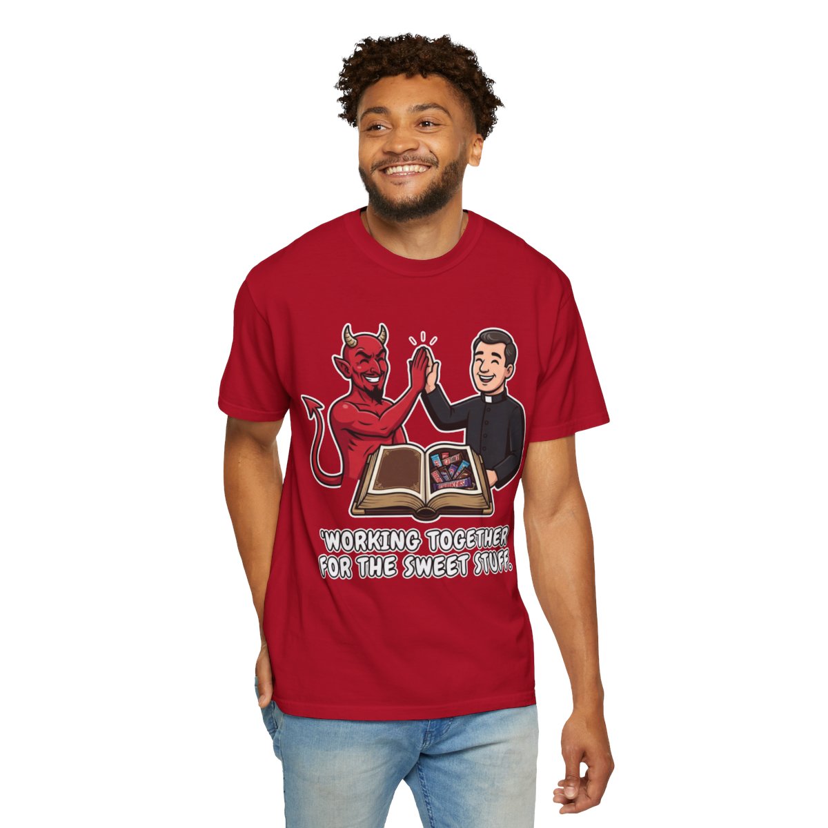 Color: Red | Working For The Sweet Stuff Unisex Garment-Dyed Tee
