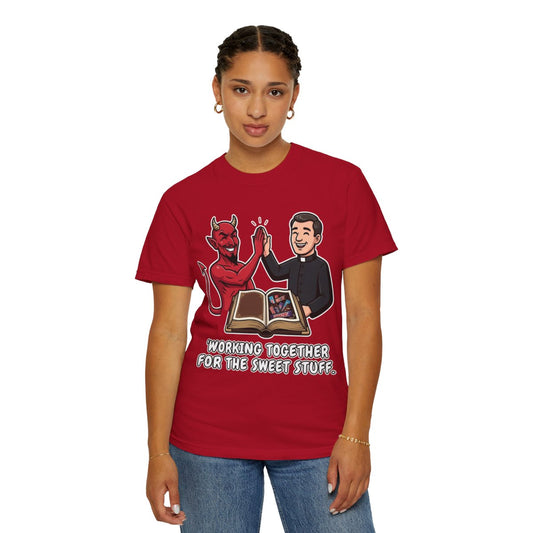 Color: Red | Working For The Sweet Stuff Unisex Garment-Dyed Tee