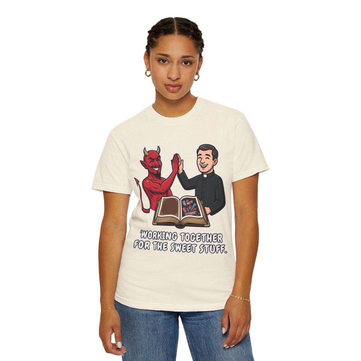 Color: Ivory | Working For The Sweet Stuff Unisex Garment-Dyed Tee