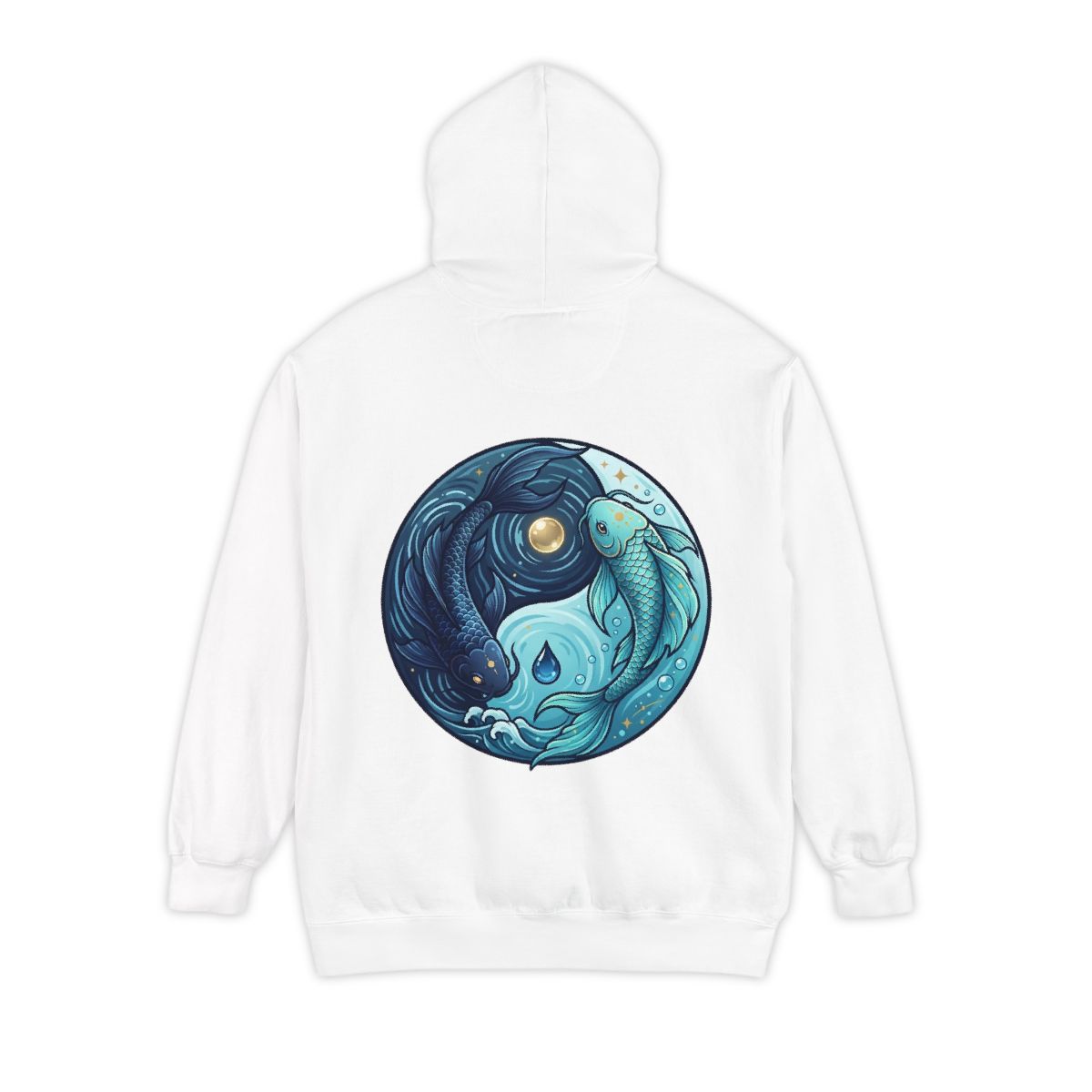 Color: White | Yin Yang Pisces Garment-Dyed Hoodie