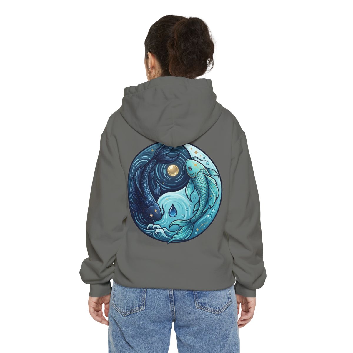 Color: Grey | Yin Yang Pisces Garment-Dyed Hoodie