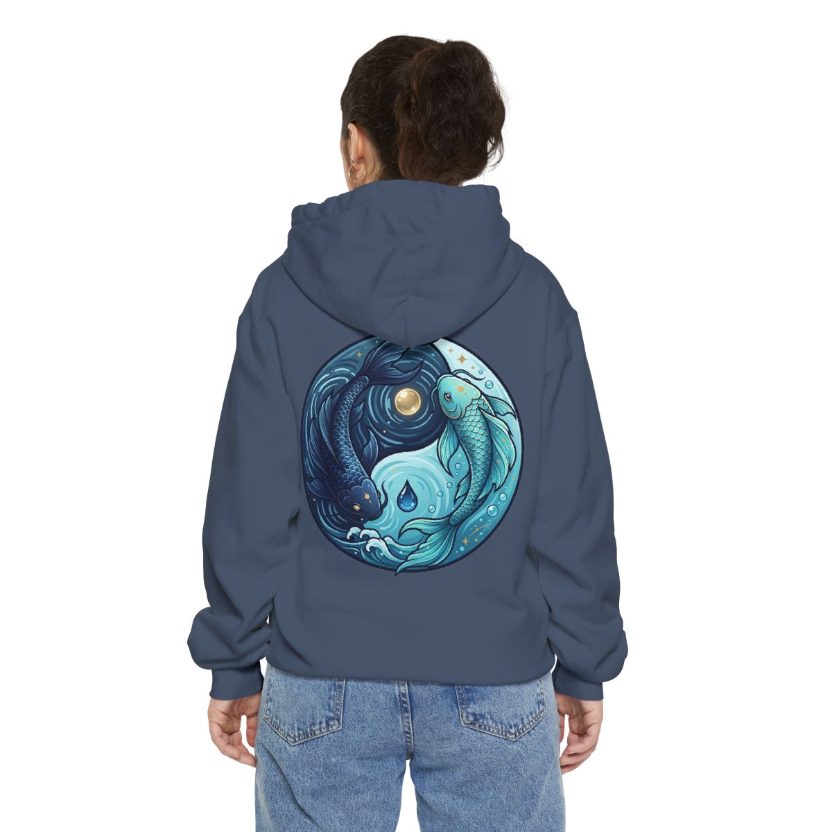 Color: Denim | Yin Yang Pisces Garment-Dyed Hoodie