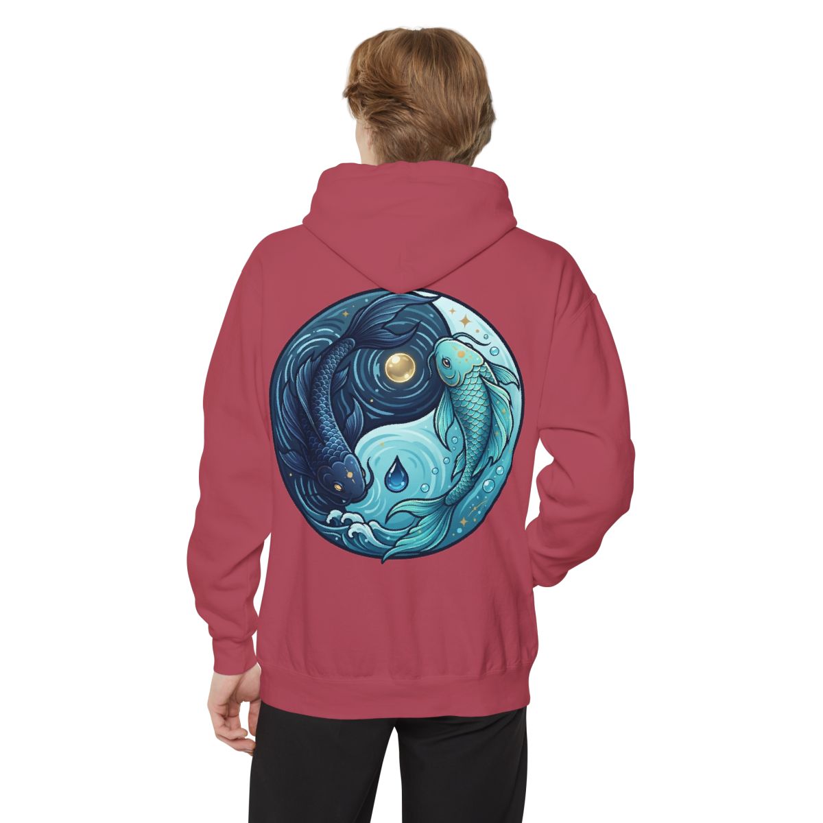 Color: Crimson | Yin Yang Pisces Garment-Dyed Hoodie