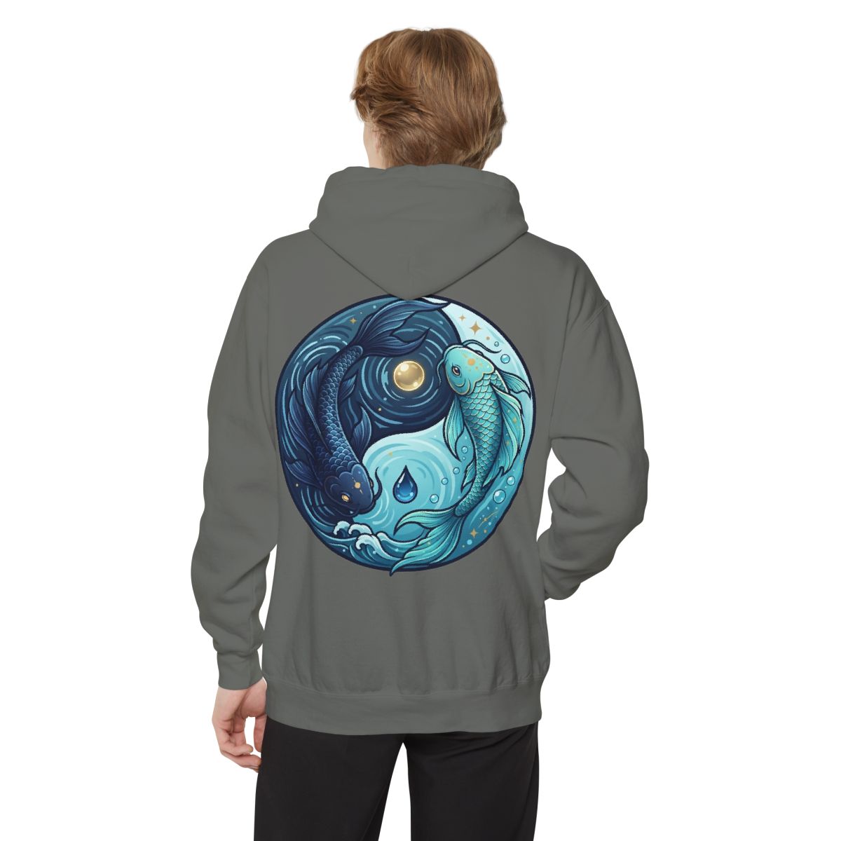 Color: Grey | Yin Yang Pisces Garment-Dyed Hoodie