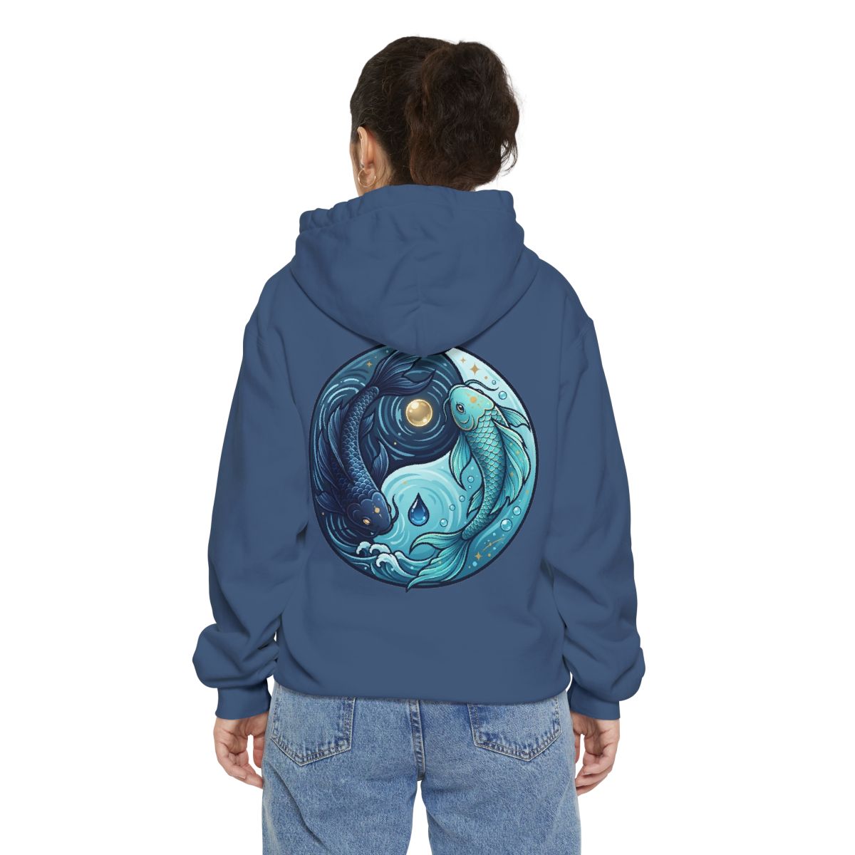 Color: True Navy | Yin Yang Pisces Garment-Dyed Hoodie