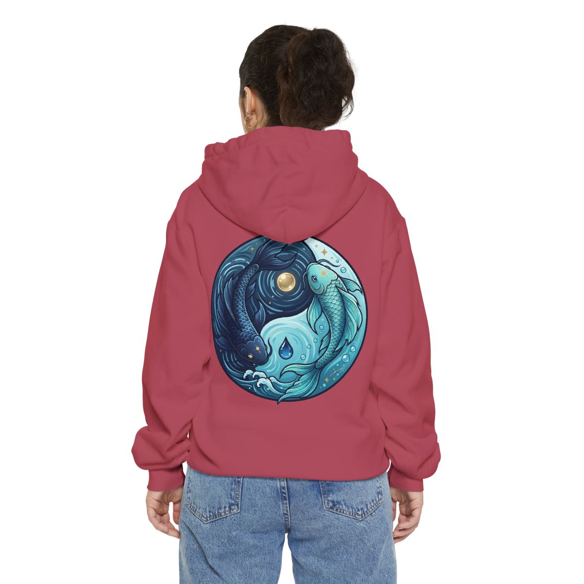 Color: Crimson | Yin Yang Pisces Garment-Dyed Hoodie