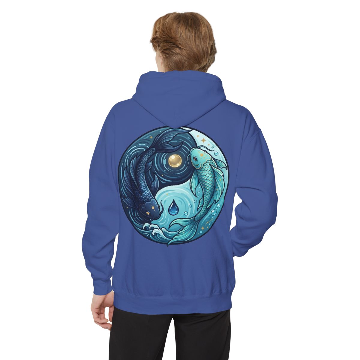 Color: Flo Blue | Yin Yang Pisces Garment-Dyed Hoodie