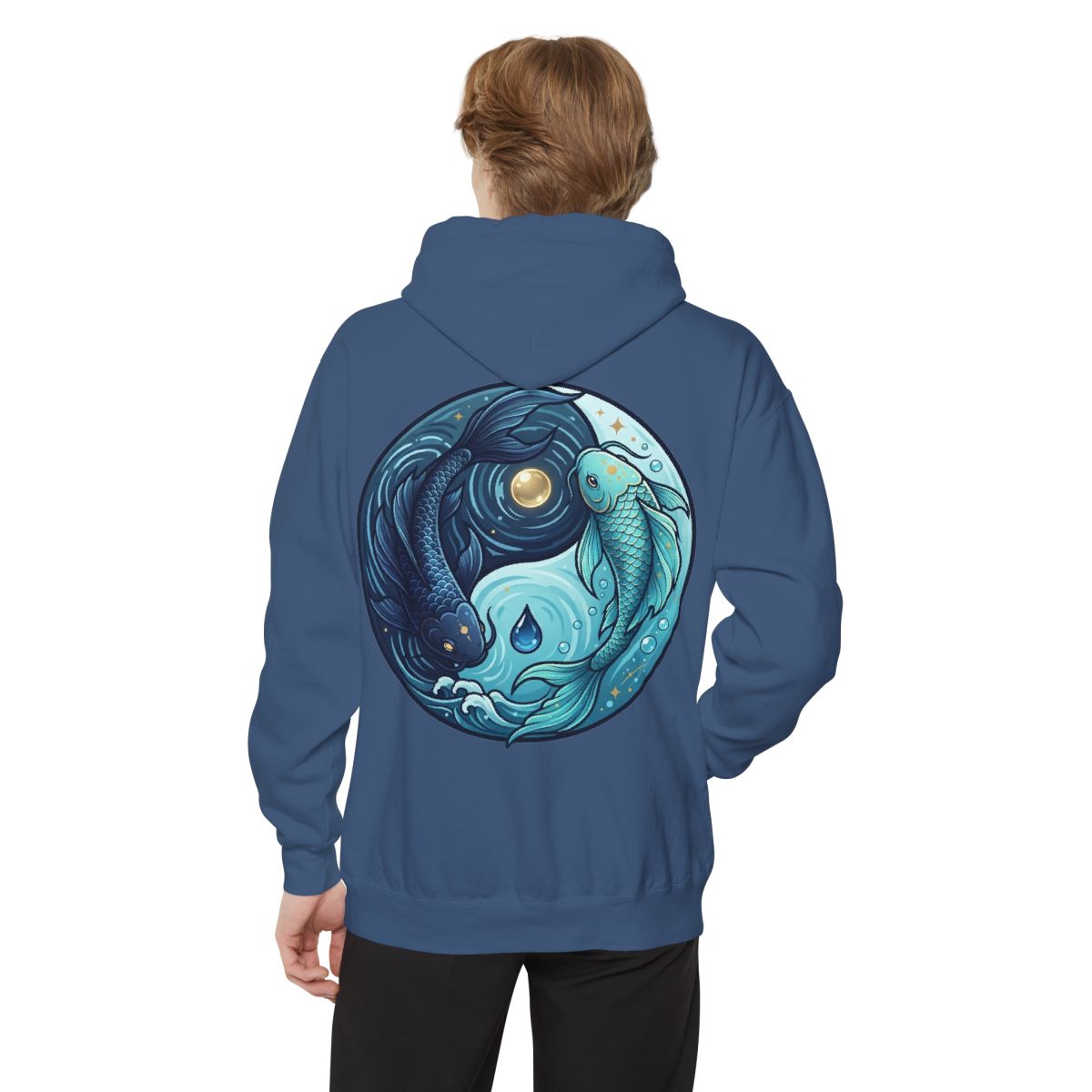 Color: True Navy | Yin Yang Pisces Garment-Dyed Hoodie