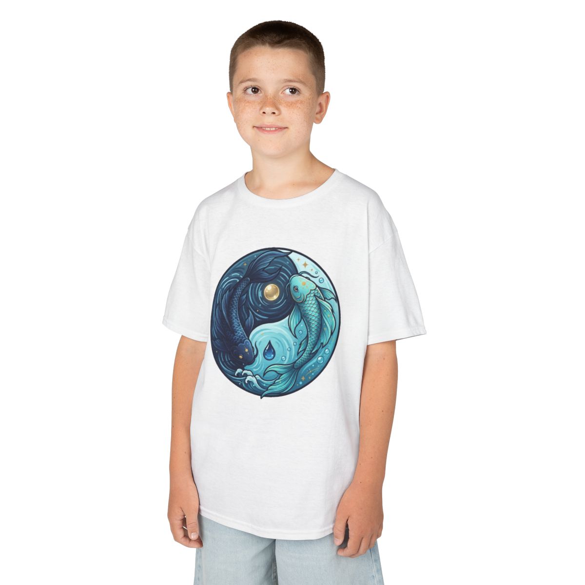 Color: White | Yin Yang Pisces Kids Tee