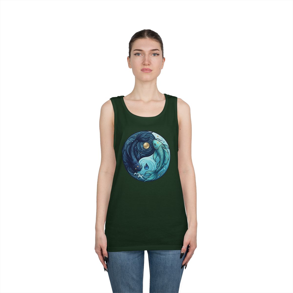 Color: Forest Green | Yin Yang Pisces Tank Top