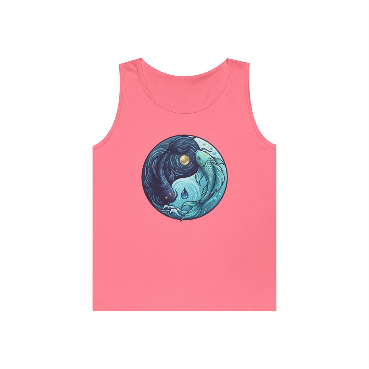 Color: Safety Pink | Yin Yang Pisces Tank Top