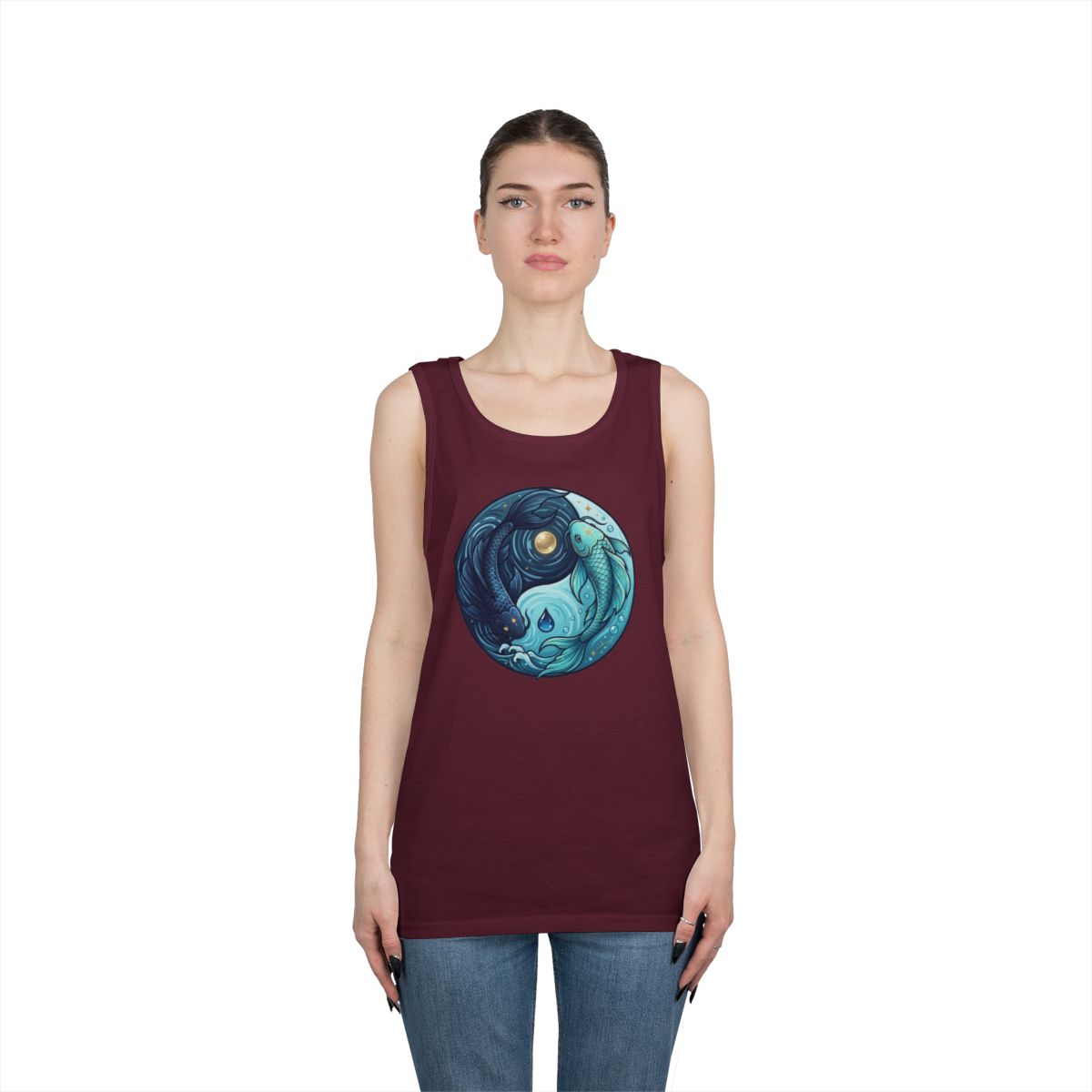 Color: Maroon | Yin Yang Pisces Tank Top