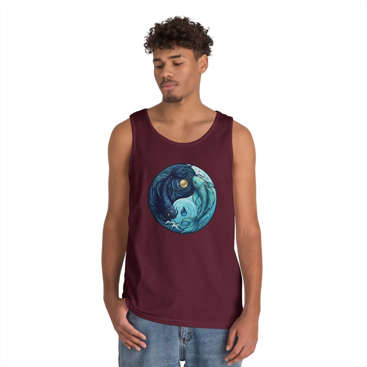 Color: Maroon | Yin Yang Pisces Tank Top