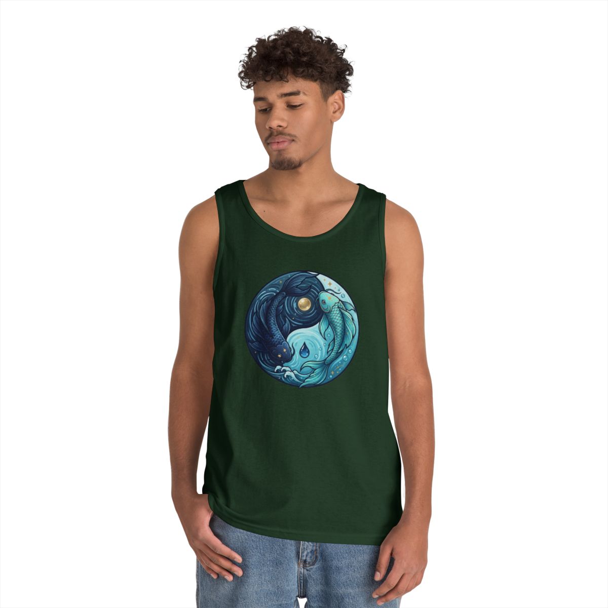 Color: Forest Green | Yin Yang Pisces Tank Top