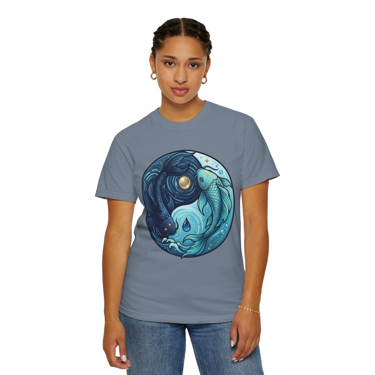 Color: Blue Jean | Yin Yang Pisces Unisex Garment-Dyed Tee