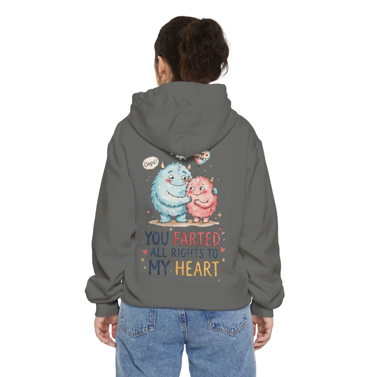 Color: Grey | You Farted All Rights To My Heart Garment-Dyed Hoodie